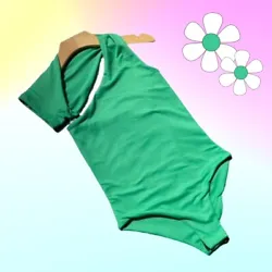 Sai amour girls green one shoulder bodysuit size 2T snap bottom clip opening.