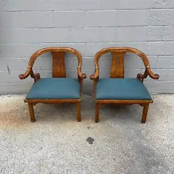 Mid Century James Mont Horseshoe Style Hand Crafted MING Boucle Accent Chair. This is a lot of 2 mid century chairs...