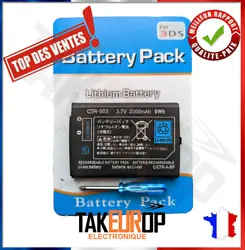 Batterie pour Nintendo 3DS - 2000 mAh 3,7 V + Tournevis inclus - Modèle CTR-003 5Wh. 1 x Batterie pour Nintendo 3DS -...