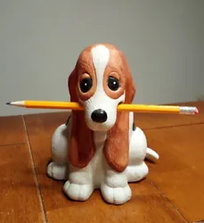 Vintage 1990 House of Lloyd Puppy Dog Desk Note Pad Pencil Holder. Dog has slot for note pad and a hole in mouth for a...