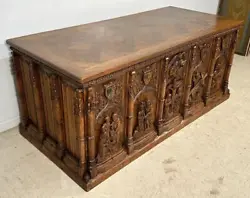 This superb quality Gothic revival desk is from France and it dates to the late 1800s or early 1900s. Possibly it was a...