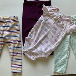 Baby GIRL Clothes 18 Months 4 pieces - Carters bodysuit, Child of Mine Legging, Garanimals Legging, Cat and Jack...