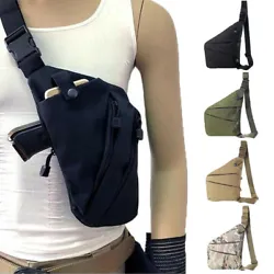 Carry on Right shoulder, sling bag on your Left front, easy access for both hands. 1 x Tactical Storage Bag.