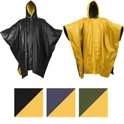 Easily reversible to yellow on other side for high visibility. Made From Heavy Gauge PVC Material. Attached Hood with...