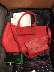 MCM Red Leather Messenger or Shoulder Bag (2 Way) + Wallet...