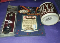 3 NIP Vintage Hershey Chocolate World Souvenirs Spoon, Fridge Magnet + Tiny Mug. Condition is 