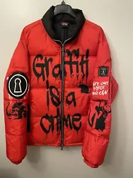 Banksy Graffiti Puffer Jacket Tango Hotel Brand Rare size XL. Never worn or tried on . NWOT . Very well made jacket .