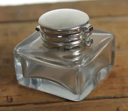 Reproduction antique clear glass inkwell.