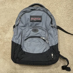 JanSport Heavy Duty Bottom Grey Backpack Book Bag Student Laptop Work Travel.
