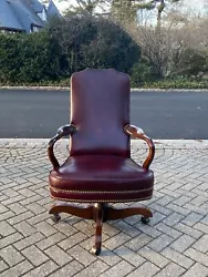 Beautiful Vintage Executive Office Chair by North Hickory Furniture in Burgundy.Rolling, swivel, adjustable height,...