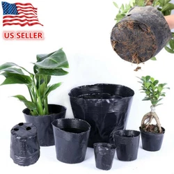 Garden black plastic thicken breathable nutritional plant seedling pots. Bottom hollow design, stable drainage, strong...