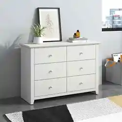 This 6-drawer double dresser brings ample storage and modern style to your main bedroom. Crafted from engineered wood,...