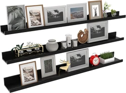 Sturdy and Pretty Shelving: The wall shelving is made of quality MDF wood. The sleek black ledge shelves with rustic...