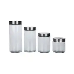 Keep your dry goods fresh and safe with the 4-pc Glass Storage Canister Set. Long-lasting stainless-steel lids. Glass...