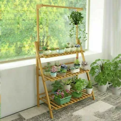 Bamboo Wooden Shelf Plant Stand Folding Multi Tier Ladder Storage Indoor Outdoor.