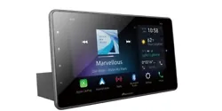 This receiver highlights a Capacitive floating touchscreen display attached to a 1-DIN Chassis, allowing installation...
