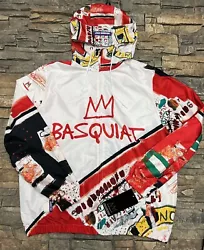 Jean Michel Basquiat Members Only Windbreaker Hooded Jacket Mens Size L NWT.