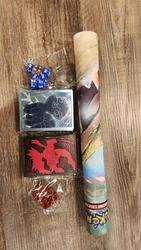 Playmat card holders and dice