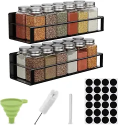 Kitchen Spice Jars Set. Magnetic wall base magnetic plates allow you to transform any space as a spice rack inside a...