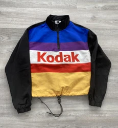 Kodak Womens 3/4 Zip Colorblock Multicolor Drawstring Windbreaker Women’s Size Small. When laid flat, jacket measures...