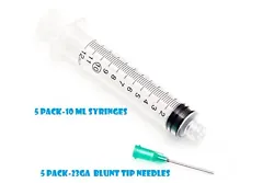 5 ----10 ML Global Syringes (with Bold Precies Scale Markings). Stainless Steel. 5 Needles. Non-Sterile, Disposable...