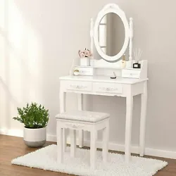This vanity set can be a stylish decoration for your bedroom and bathroom or closet,etc. The soft padded stool makes...