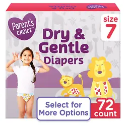 Parents Choice Dry and Gentle Diapers help keep your baby comfortable and happy. The DryNOW channels absorb quickly to...