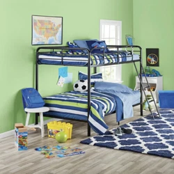 Your Zone Twin Over Twin Metal Frame Bunk Bed with Ladder.