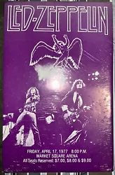 LED ZEPPELIN 1977 Indianapolis Concert Poster Market Square.  This promotional poster has been mounted on cardboard and...