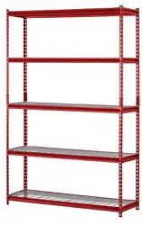 Construct as a single storage rack or two half-height shelving units. Steel wire decking permits greater penetration of...