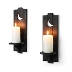 Wall Candle Holders Decorative Set of 2, Besuerte Black Rustic Wall Candle Wall Decor Living Room Decorations, 2 Wall...