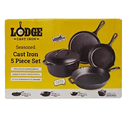 The Lodge Cast Iron Seasoned 5-Piece Set is perfect for cooks who are new to cast iron and is great for gifting. Each...
