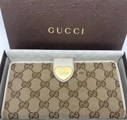 ✨️ Auth used GUCCI purse Leather long wallet Brown Canvas heart lovely Supreme✨. Condition is Pre-owned. Shipped...