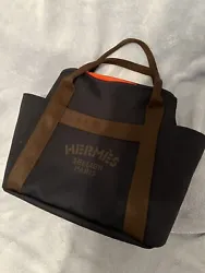 Hermes Tote Sac de Pansage Grooming Bag Navy / Feu New.