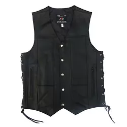 Description ARD CHAMPS™ Mens Black Genuine Leather 10 Pockets Motorcycle Biker Vest S To 12XL ARD Mens Black Genuine...