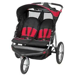 Explore life on the run with this lightweight, lockable, front swivel wheel double jogging stroller. It features a...