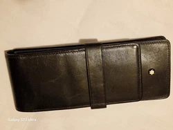 Rare ETUI CUIR MONTBLANC SIENA NOIR POUR STYLOS MODÈLE 3 PLACES très bon état.