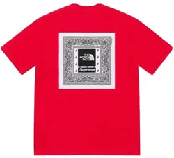 New Supreme x The North Face TNF Bandana Tee Red XL Small Sealed in Bag.