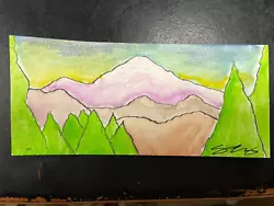 Beautiful water color interpretation of Pikes Peak after sunset. Signed by local artist Sean Curry. Small, but fits...