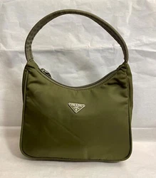 Prada Bag, Vintage 2000 nylon Mini Hobo Bag, Green. Vintage Prada handbag from 2000, nylon mini hobo bag in army green....