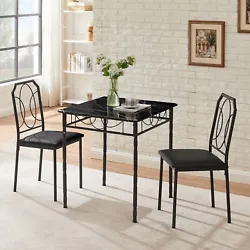 [Dining Table Set for 2 People] --The industrial style kitchen dining table set includes 1 table and 2 chairs, the...