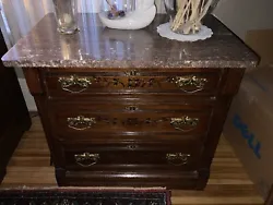Antique marble top dresser. Excellent Condition. Brown Marble Top