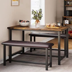 Cozy Upholstered Benches. More comfortable than traditional wooden Bench. Size：Table with 2 Upholstered Benches. The...