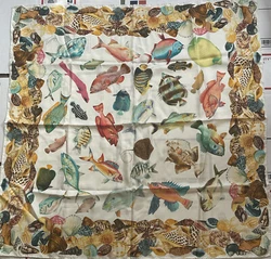 UP FOR SALE IS A Gucci - Large Fish and Seashell White Silk Scarf!! A MUST HAVE FOR ANY NIGHT OUT!!!  SCARF IS PRE...