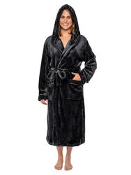 We accent the robe with satin trim to give it a classic feel! Long length robe with long sleeves for soft and snuggly...