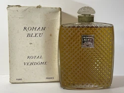 Rare parfum de l’Hotel ROYAL VENDÔME à Paris « roman bleu » encore dans son coffret (usures) hauteur du flacon...