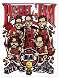 Selling a Pearl Jam Poster for September 5, 2023 Show at the United Center. Artwork by the Ames Bros. 90s Chicago Bulls...