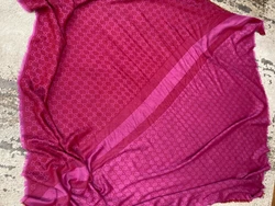 GUCCI scarf in beautiful, rich magenta pink color. Oversized square shape with all-over GG pattern. Purchased at the...