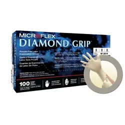 MICROFLEX Diamond Grip gloves are rugged and durable. Made of a soft, elastic latex material, they feel comfortable...