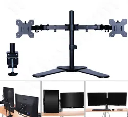 Full Motion Dual Monitor DESK Bracket With Tilt and Swivel Articulating Arm: made of high grade heavy-duty steel and...